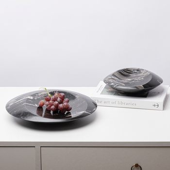 Modern simple and creative round marble fruit plate ornament model room coffee table eating desktop storage home decoration
