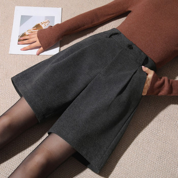 2025 new woolen shorts women's autumn and winter high waist boot pants
