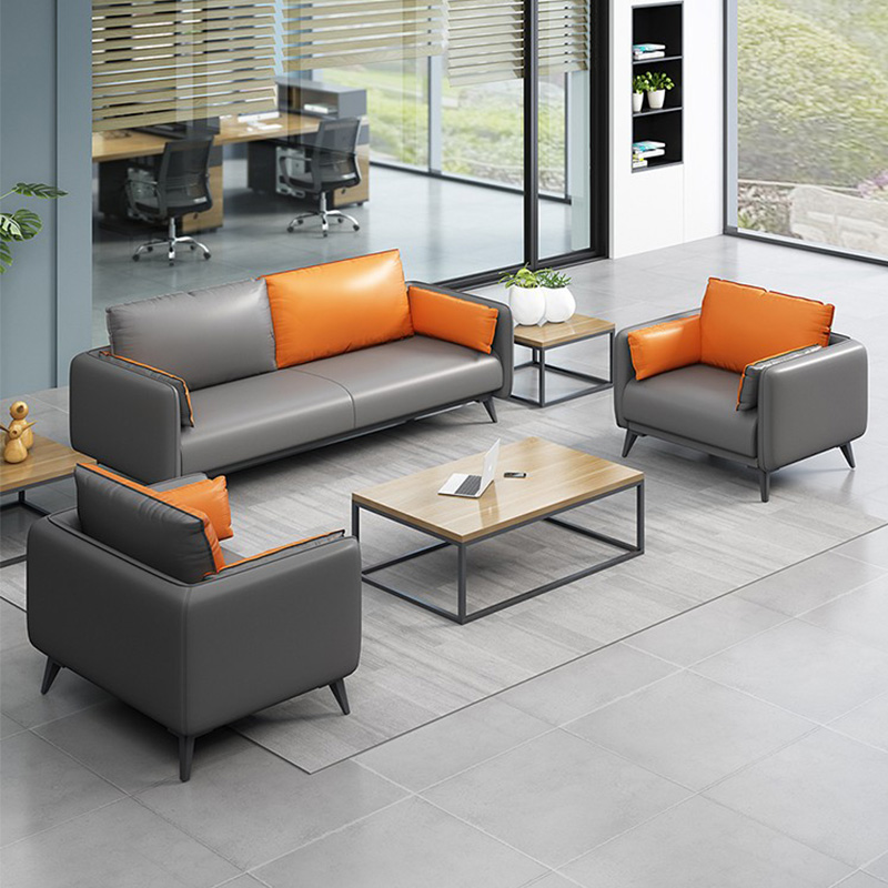 Office sofa simple modern coffee table combination meeting guests negotiation reception room business leather art office sofa