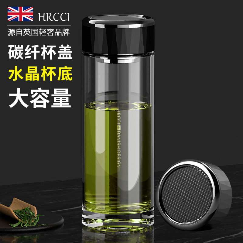 HRCCI Large Capacity Monolayer Glass Cup Men On-board Water Cup Thickened Portable Glass Tea Cup Women Tea Cup-Taobao