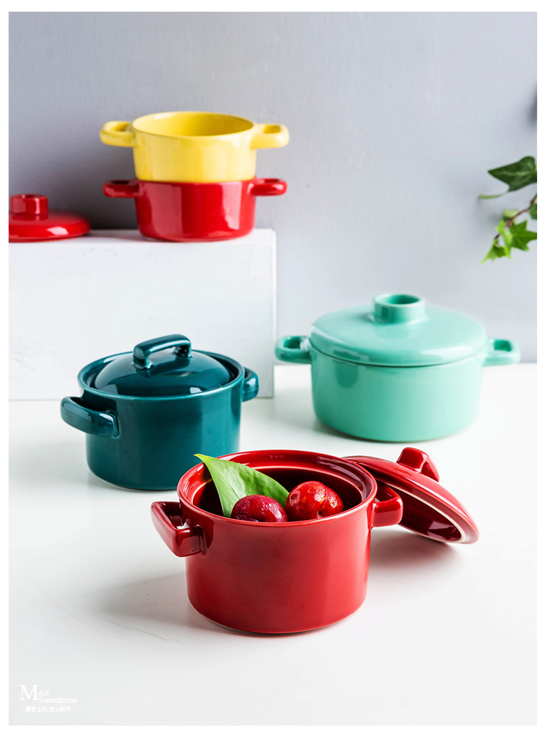 Modern housewives ears pan ceramic creative square oven baked FanPan bowl dishes baked cheese western dishes