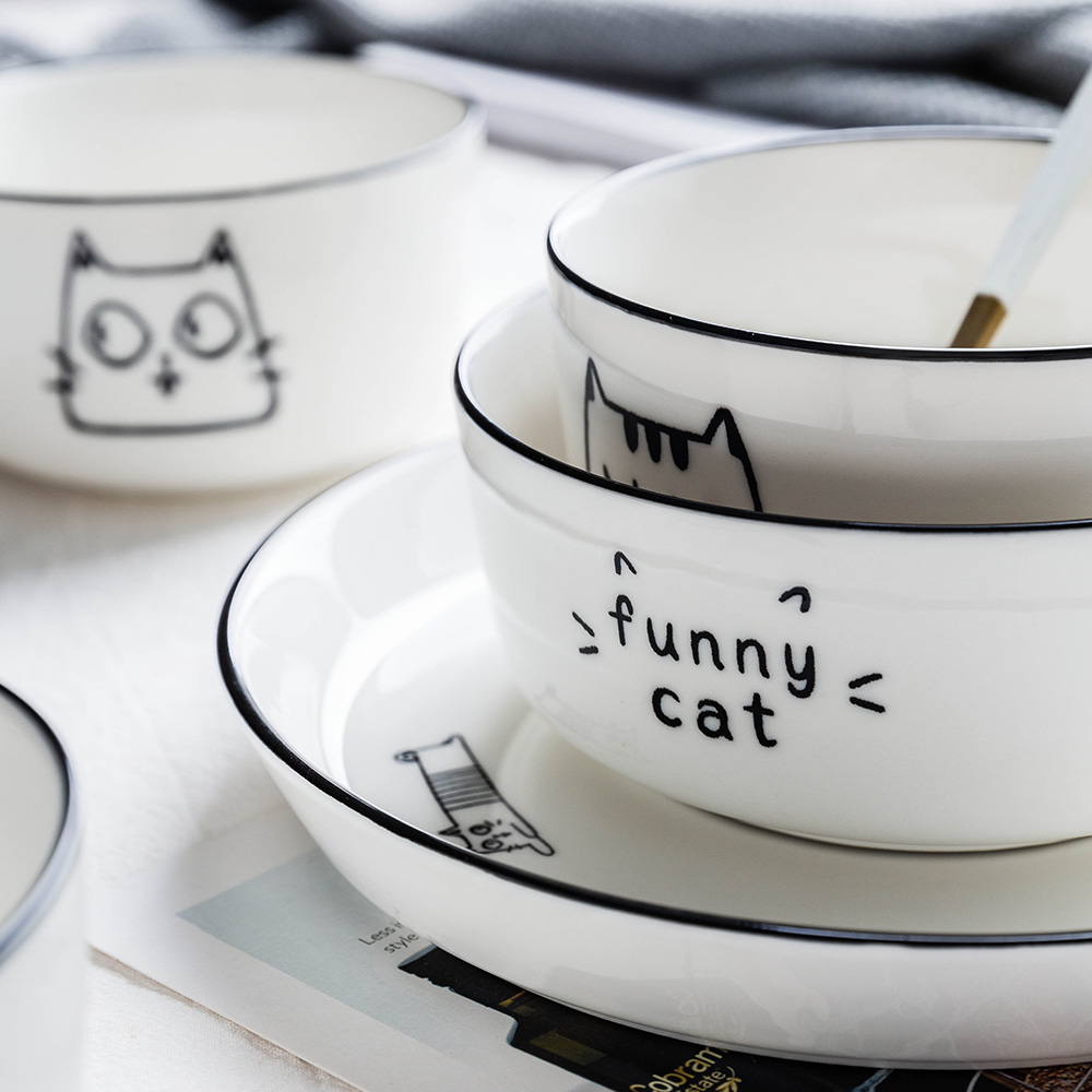 Modern housewives what cat remember dishes household tableware ceramic plate individuality creative dishes suit rice bowls