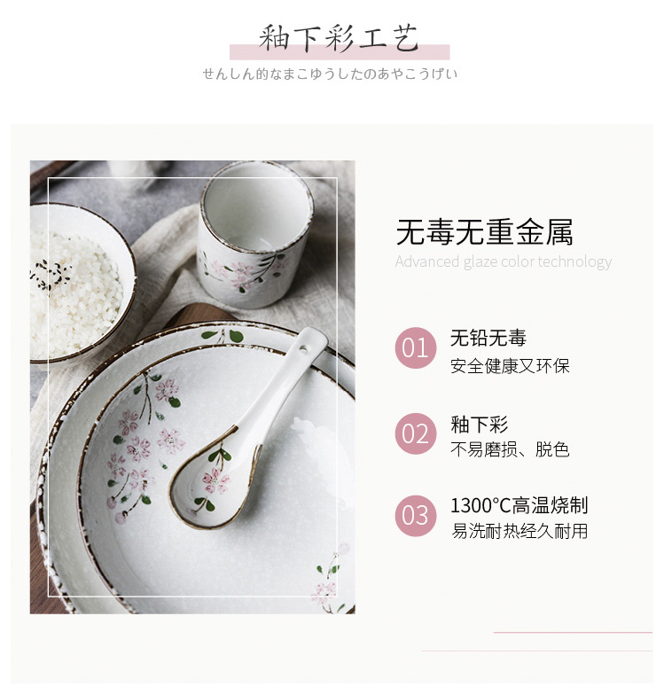 Modern Japanese housewife point sakura snow hand - made ceramic bowl with rainbow such as bowl soup bowl mugs ceramic bowl plate