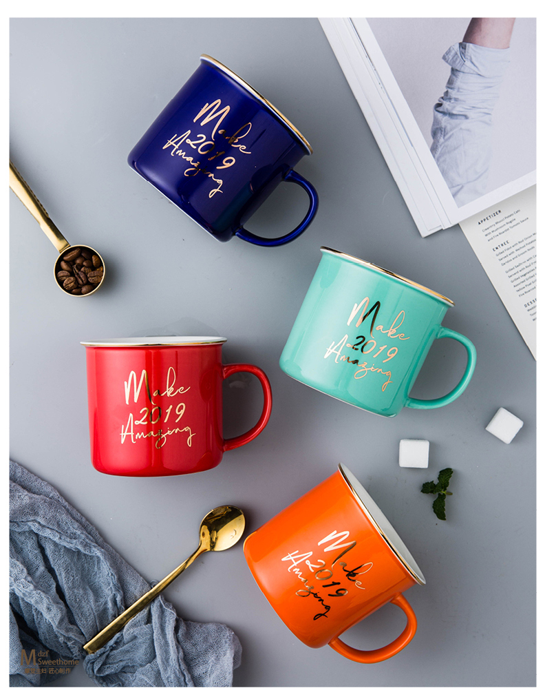 Modern housewives the original Nordic ins wind mugs ceramic cup picking cup cup high - capacity cereal breakfast cup