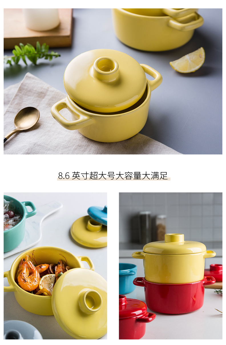 Modern housewives ears pan ceramic creative square oven baked FanPan bowl dishes baked cheese western dishes