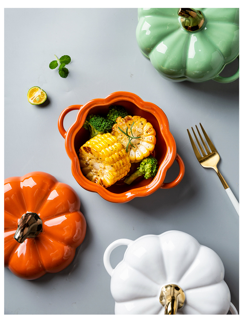 Modern housewives express pumpkin bowl of creative move ears of rice roasted bowl ceramic baking utensils dessert fruit bowl