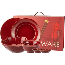 Modern housewife wedding gift bowl and dish set ceramic bowl plate chopsticks tableware gift box engagement wedding newlywed souvenir