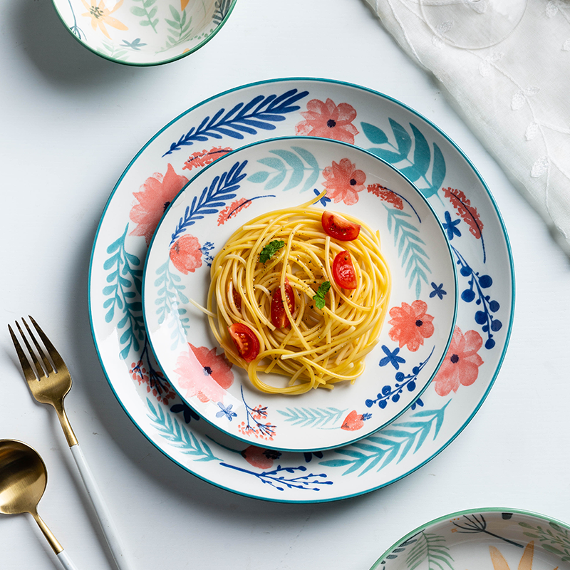 Open to booking a modern housewives fang jing dishes suit Japanese ceramic dishes rainbow such as bowl soup plate microwave household utensils