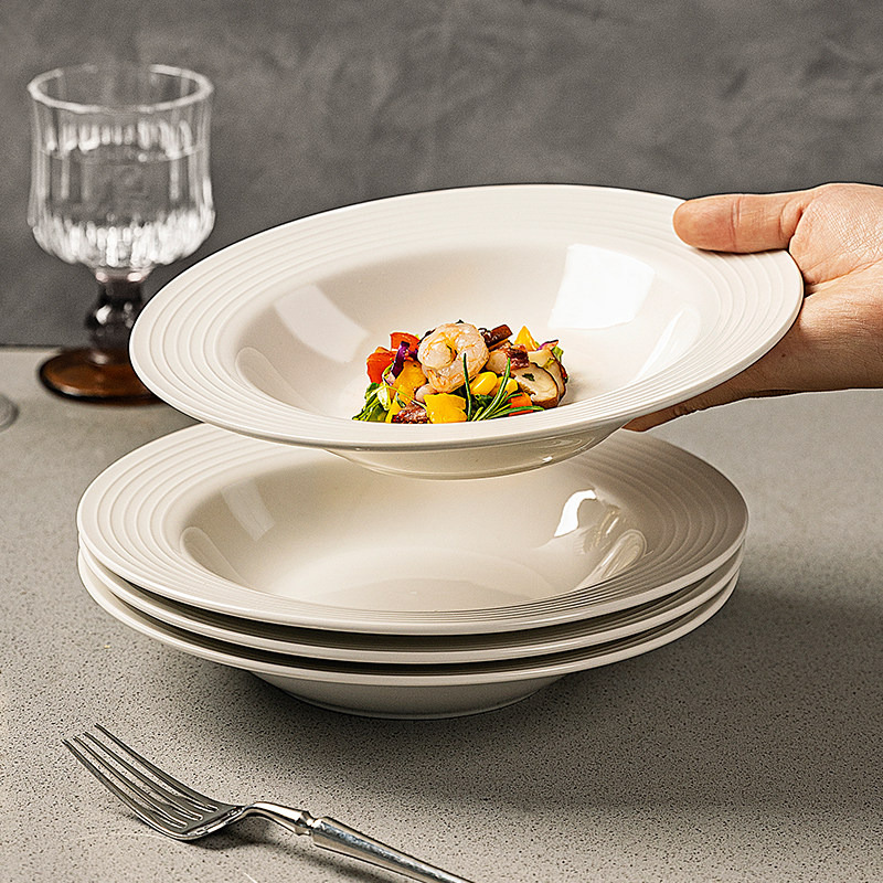 Modern Housewife Underglaze White Straw Hat Plate Household Dish Plate 2026 New Western-Style Pasta Plate High-End Plate