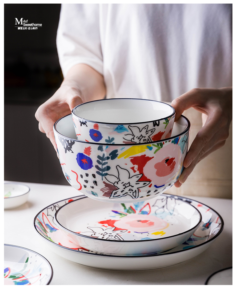 Modern housewives spend overflow hand - made ceramic dishes tableware household creative soup bowl mercifully rainbow such as bowl of fruit dessert bowl bowl