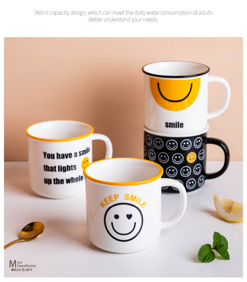 Modern housewives ins wind creative mugs ceramic coffee cup high - capacity breakfast cup couples glass cup for breakfast