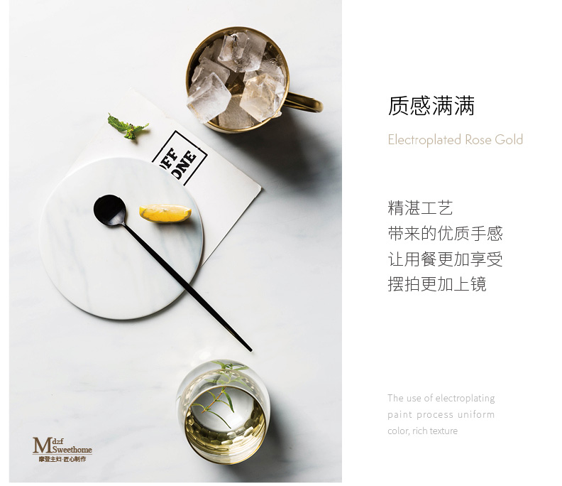 Bà nội trợ hiện đại Chất lượng sáng tạo 304 Thép không gỉ tráng miệng Bột màu xanh vàng Tay cầm dài Cà phê khuấy thìa muỗng đá dài - Cà phê đồ pha cafe