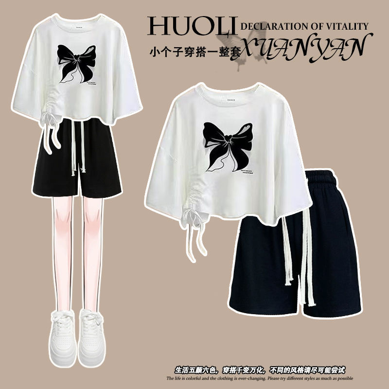 Girls' Unique and Beautiful Short-Sleeved T-Shirt Set 2026 New Summer Style for Older Children, Chinese Style Trendy Top Two-Piece Set