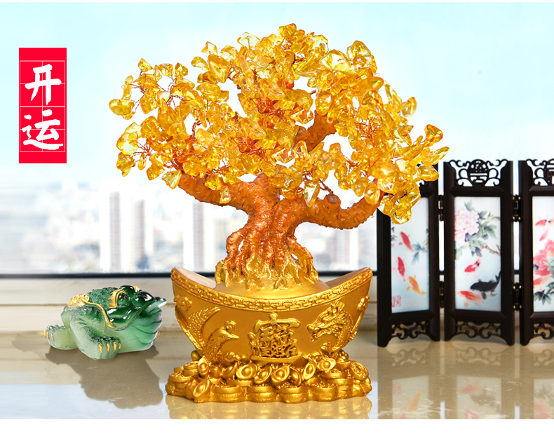 Citrine Chí Fortune Cây Trang Trí Nhỏ Cây May Mắn Rượu Nhà Trang Trí Tủ Phòng Khách Thủ Công Mỹ Nghệ Money Tree Trang Trí