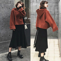 Fat mm winter plus size goddess fan sweater plus skirt late autumn two-piece suit slightly fat Western style net red thin suit female