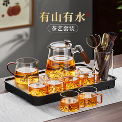 Thickened glass tea set Suit high-grade For Home teapot tea tea hospitality tea set large capacity Suit tea tray New arrival