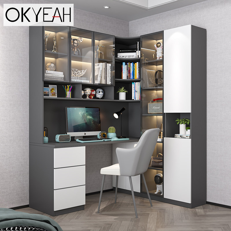 Light Extravagant Computer Desk Corner Desk Bookcase Integrated Learning Table Home Modern Desk Desk Worktop