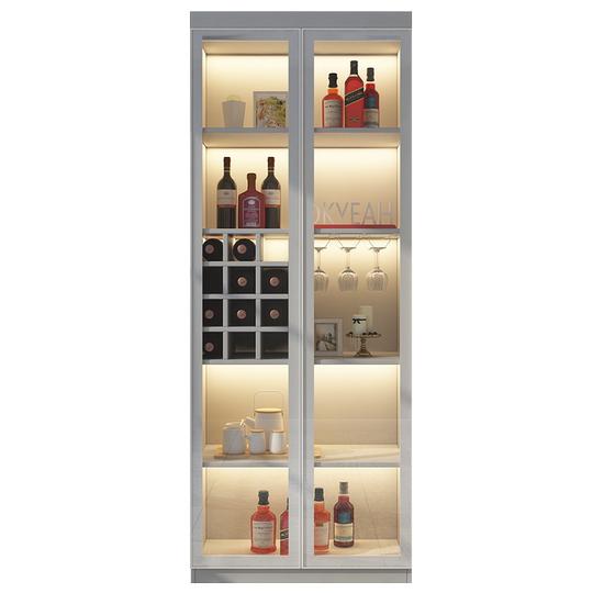 Light luxury two-door glass wine cabinet living room side cabinet vertical dining room TV side cabinet small wine cabinet home simple and modern