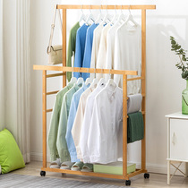 Double-pole clothes hat rack floor hangers clothes hangers Dormitories Interior bedroom Home Solid Wood Easy Clothes Cabinet