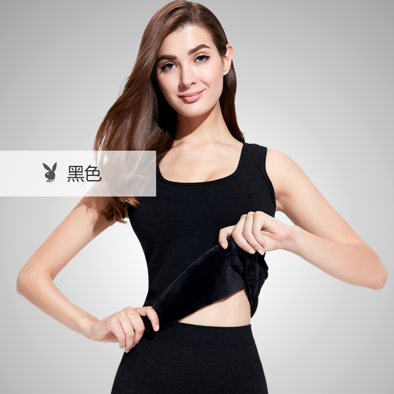 Playboy womens vest ấm áp cộng với nhung cộng dày lạnh chống trung niên và người già cơ thể-top womens đầu một mảnh mùa thu / mùa đông.