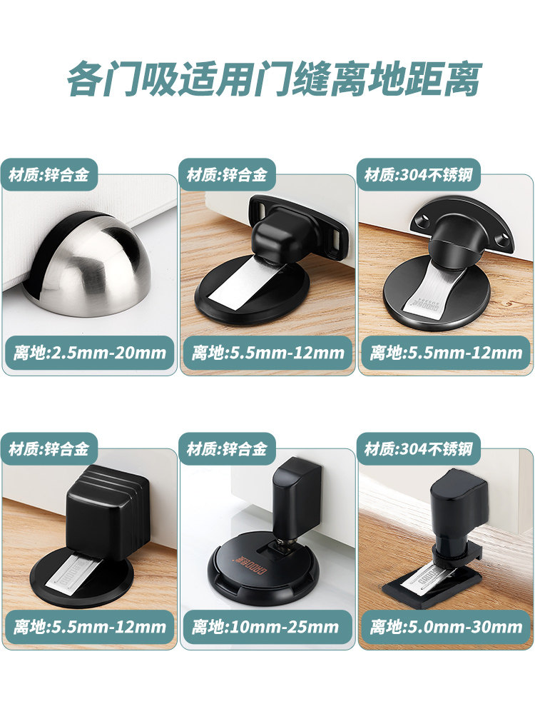 [Clearance Sale]No-Drill Invisible Door Stopper, Magnetic Door Stop for Bathroom, Strong Magnetic Door Holder, Floor-Mounted