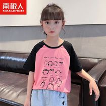 Antarctic girl short-sleeved t-shirt childrens spring and autumn pure cotton summer dress girl foreign style bottoming top thin section compassionate