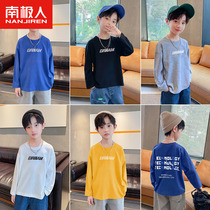 Boys bottoming shirt pure cotton spring childrens warm top 2023 new autumn clothes long-sleeved T-shirt for big children