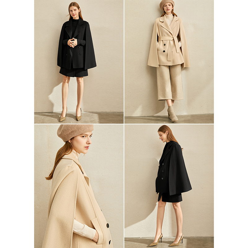 2019 Winter New Loose eo Cloak Coat AMII Minimalist thời trang Vintage len Double-Sided Coat nữ