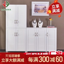 Yifei furniture high and low combination four-door shoe cabinet Shoe rack Simple modern louver door balcony locker large capacity