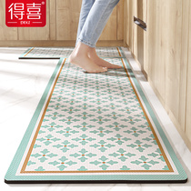 Kitchen non-slip anti-oil floor mat home pvc no-washable foot pad simple leather mat resistant to dirty kitchen carpet