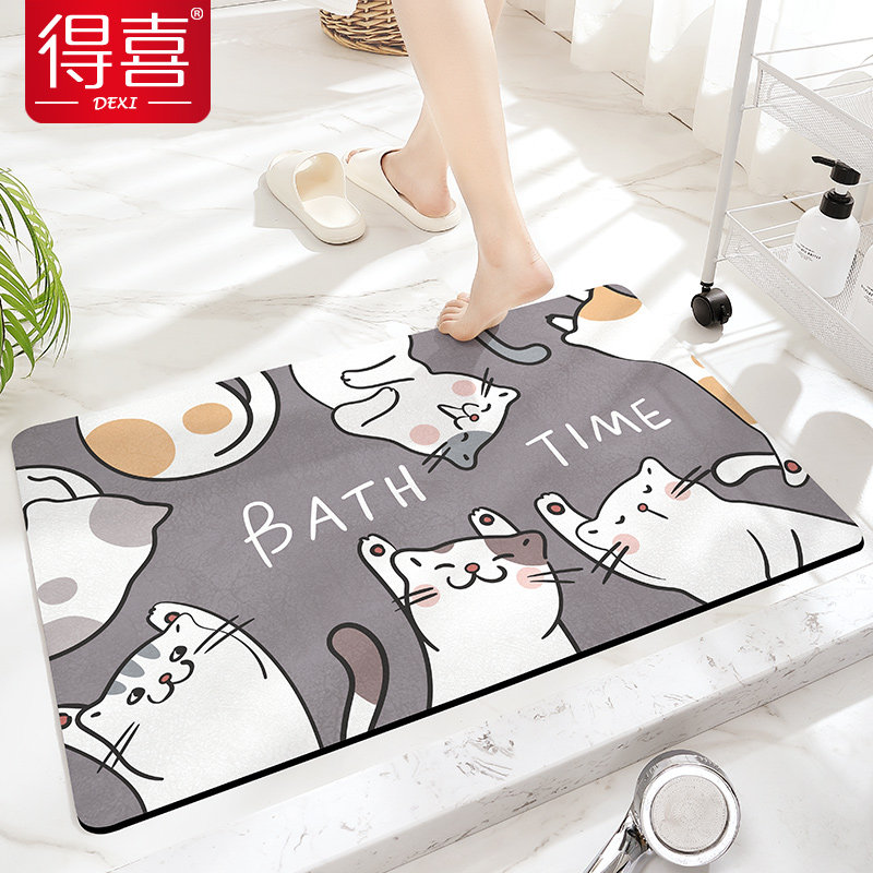 Bathroom floor mat diatom mud absorbent cushion home carpet bathroom cartoon toilet door non-slip toilet foot mat