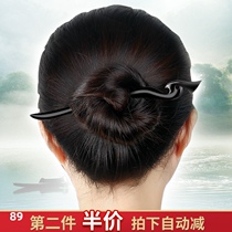 Classical plate hairpin Ancient style ebony step hairpin meridian hairpin Retro Hanfu simple handmade hairpin jewelry