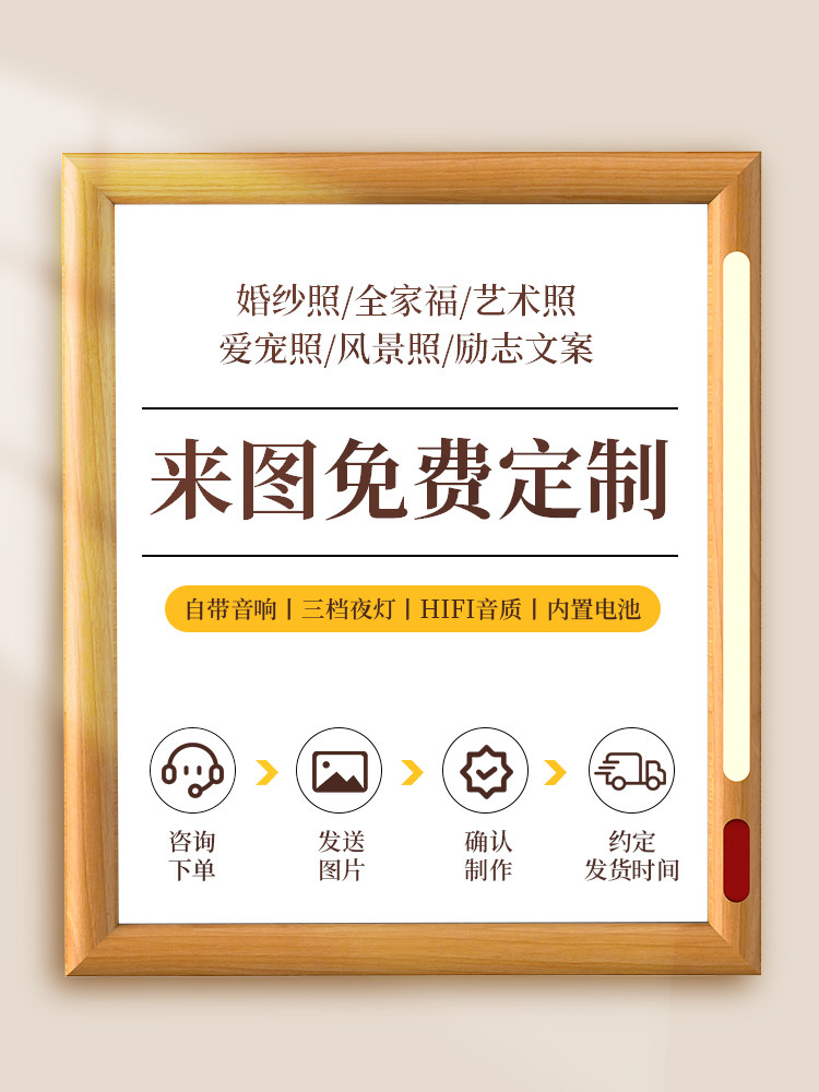 Home Photo Frame Bluetooth Speaker High-Quality Wall-Mounted Wireless Speaker Atmosphere Night Light Wedding Girl Birthday Gift