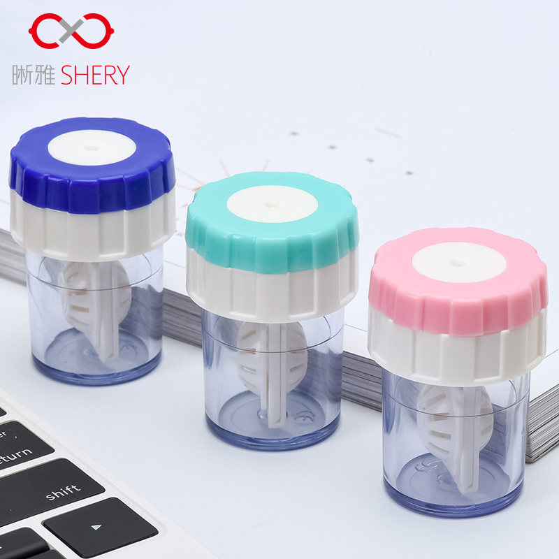 Contact lens manual rotary washer convenient portable contact lens myopia companion duplex box