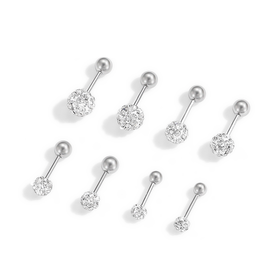 DODOGOGO养耳洞超闪球型耳钉螺丝耳骨钉满钻耳环情侣耳饰男女款