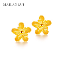 Mai Lan Rui Mo flower series gold earrings boutique gold 999 gold gold stud earrings Tanabata gifts