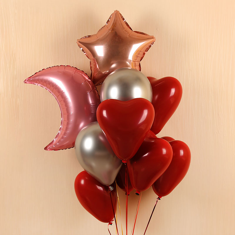 Heart-shaped Jewel Red Balloon Wedding Celebration Party Scene Adornment Love Red Romantic Wedding House Arrangement Supplies