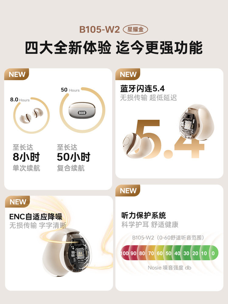 2025 New Wireless Bluetooth Earphones, Open-Ear Clip-On Style for Sports and Running, Non-In-Ear, Large Battery, Bone Conduction for Men