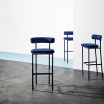 Nordic Modern Minimalist Bar Chair Fashion Metal Cloth Art High Chair Hotel Front Desk Reception Chair Bar Chair Leaning Back Chair