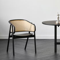 New Chinese rattan choreography solid wood backrest light and luxurious dining chair modern minimalist home creative designer Leisure desk chair