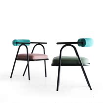 Nordic Modern Minimalist Café Backrest Armchair Metal Dining Chair Hotel Home Cloth Chair Casual Chair Dining Room Chair