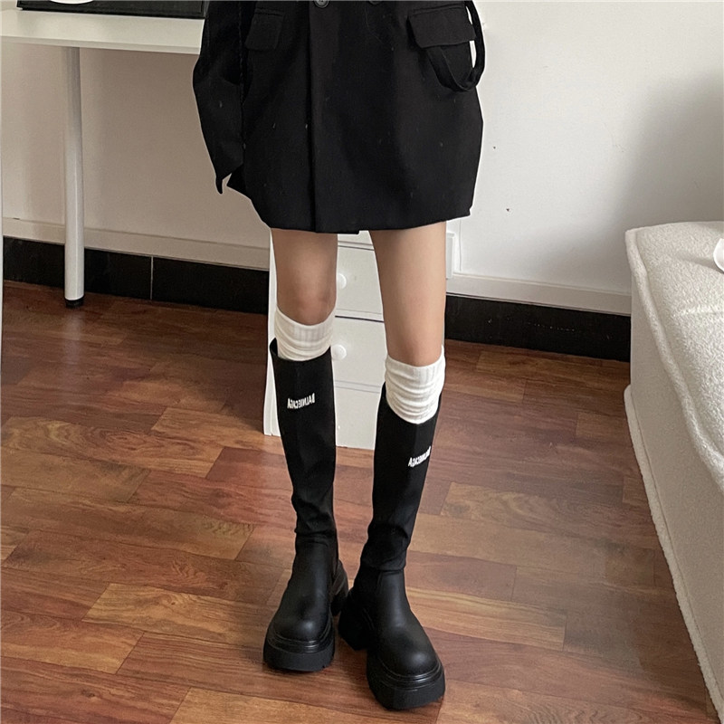 长靴过膝袜子女春秋jk白色堆堆袜小腿袜配靴子长筒袜非纯棉女秋冬-阿里巴巴
