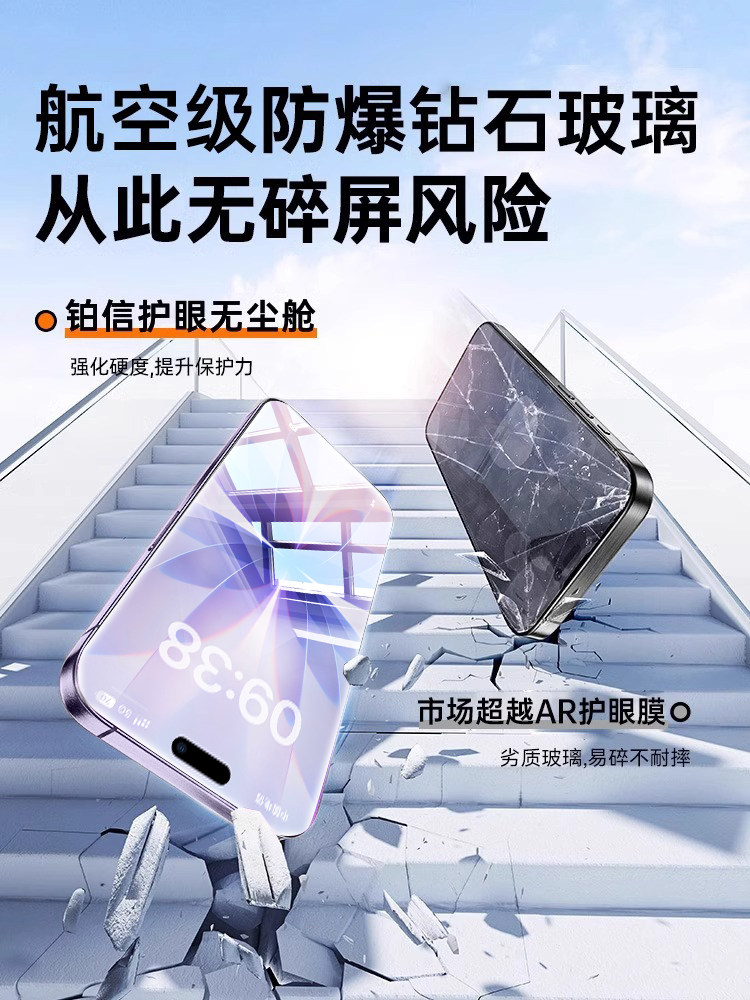 Platinum German Eye-Protection Dust-Free Warehouse New Model Suitable for Apple 17/16 Pro Max Tempered Glass Screen Protector iPhone 16 /17 Phone Screen Protector 15 Pro Eye Protection 14 Apple 13 Anti-Blue Light Air12 Screen Protector