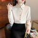 Shirt female design sense niche 2023 spring and autumn new Korean version embroidery lapel professional shirt French chic top