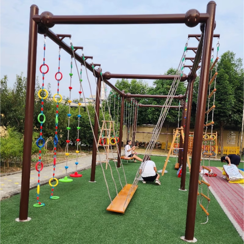 Kindergarten Outdoor Multi-Functional Combination Children's Climbing Rope Ladder Rope Ladder with Rings Swing Set Playground Sports Equipment