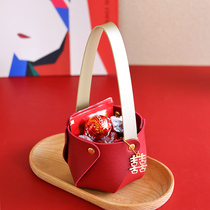 Flower half Li leather cylinder wedding candy box new portable candy box wedding table candy box