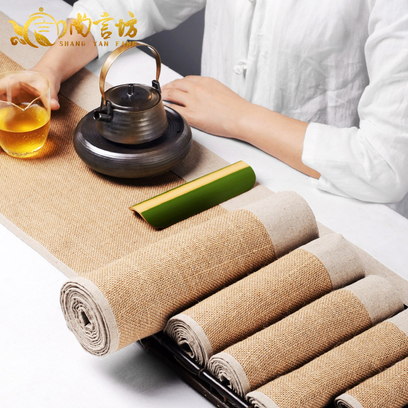 It still lane tow seats zen tea table flag cotton and flax plain teapot cup mat kung fu tea accessories