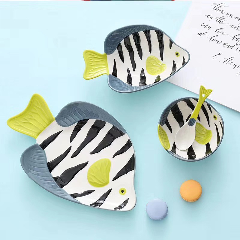 Love graces Marine series of interesting fish hand - drawn cartoon household individuality ceramics tableware cent eat dishes