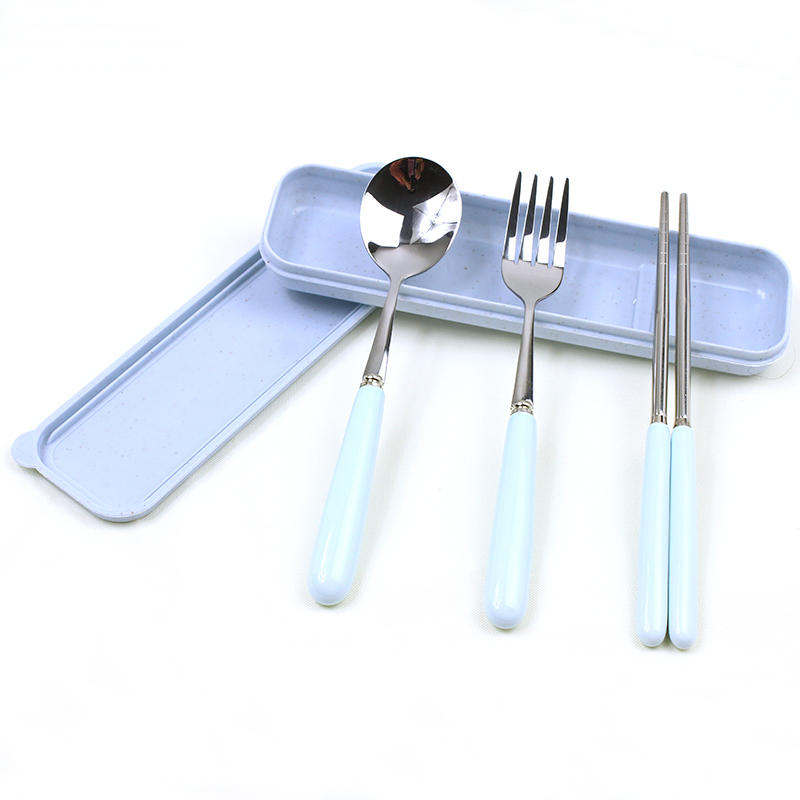 Love graces multicolor Korean health high temperature resistant suit the health of 304 stainless steel, ceramic spoon, fork chopsticks