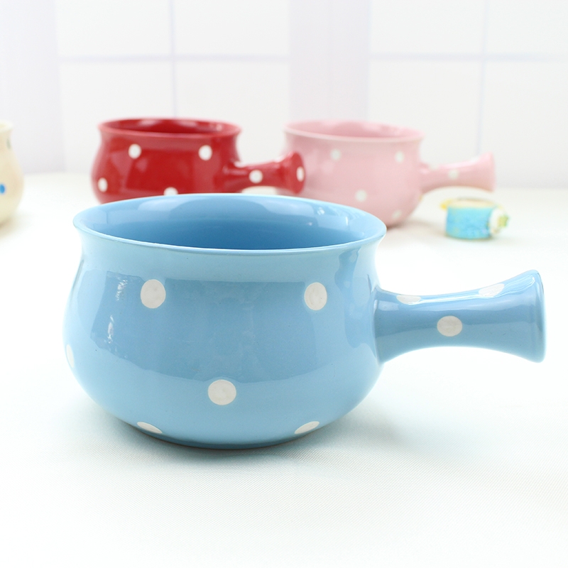 Love graces fashion ceramic single handle proved a very hot milk pan wave pattern is small and pure and fresh and colorful family breakfast dishes